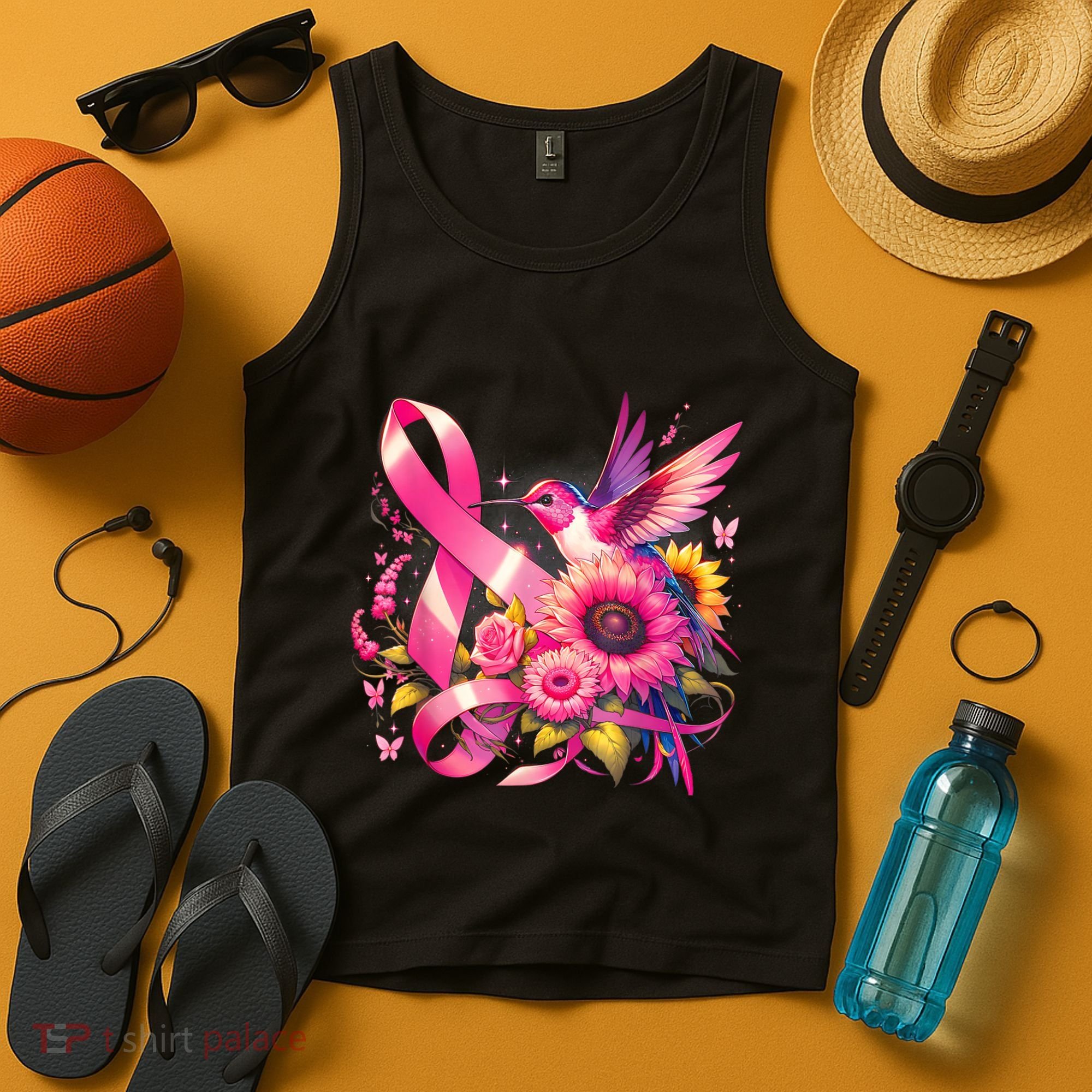 Hummingbird P.Ink Ribbon Breast Cancer Awareness Support Tank Top