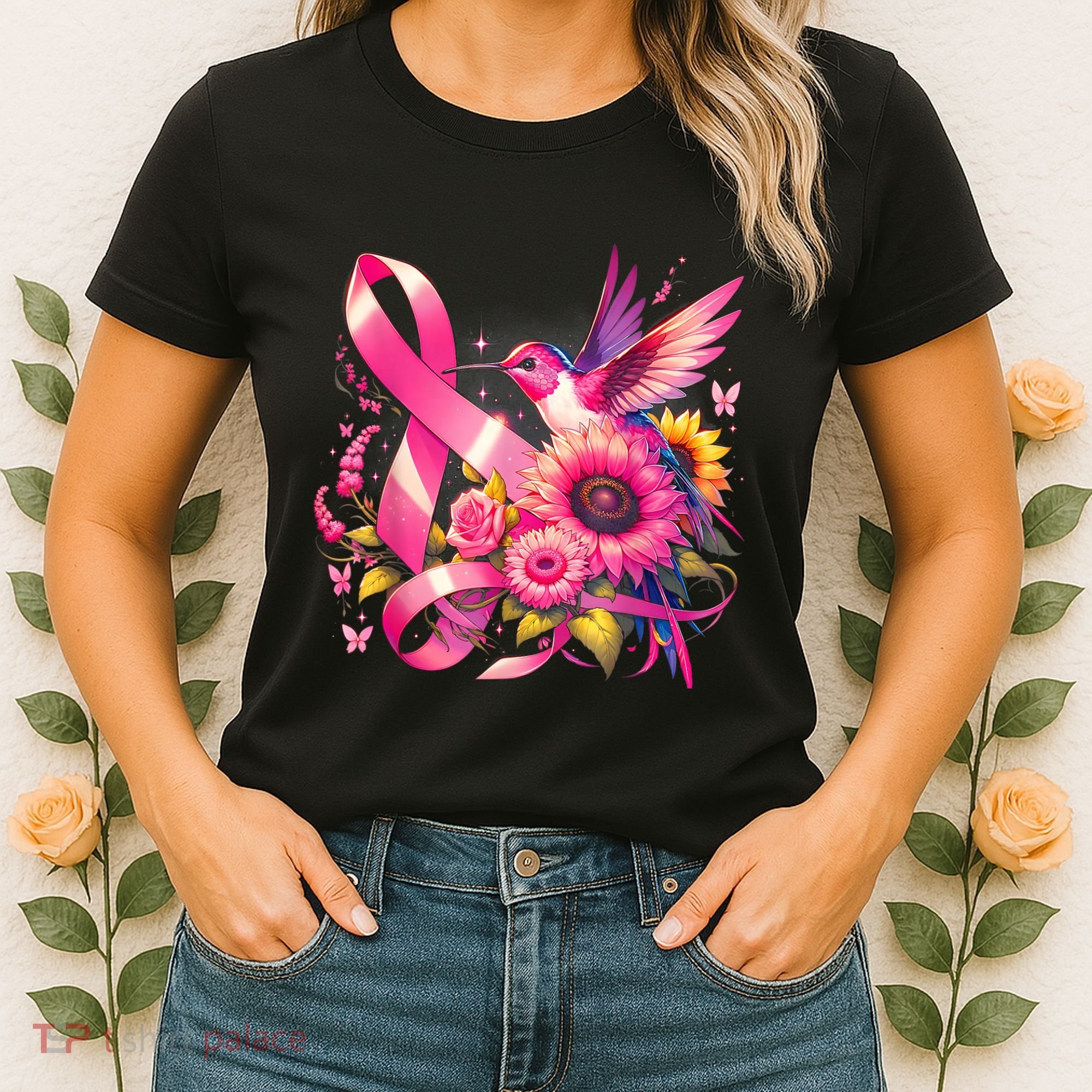Hummingbird P.Ink Ribbon Breast Cancer Awareness Support Women's T-Shirt