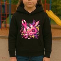 Hummingbird P.Ink Ribbon Breast Cancer Awareness Support Kids Hoodie thumb 3