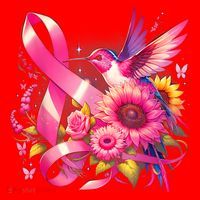 Hummingbird P.Ink Ribbon Breast Cancer Awareness Support Santa Hat thumb 1