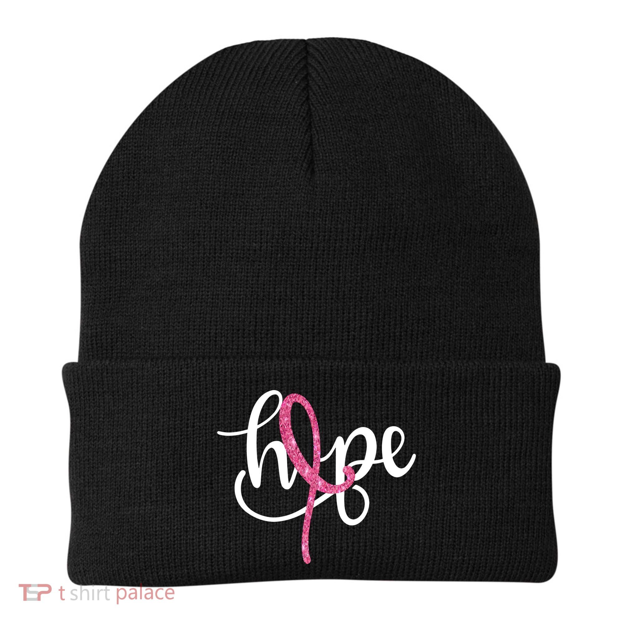 Hope Pink Ribbon Breast Cancer Awareness Month Beanie