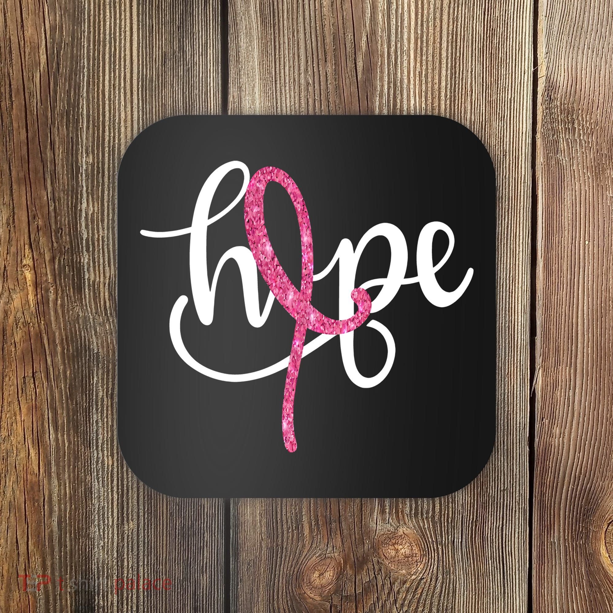 Hope Pink Ribbon Breast Cancer Awareness Month Coaster