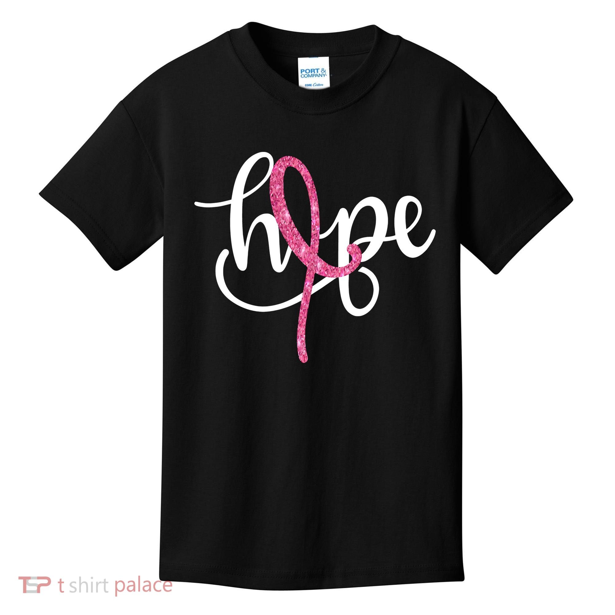 Hope Pink Ribbon Breast Cancer Awareness Month Kids T-Shirt