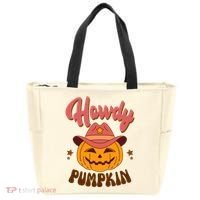 Howdy Pumpkin Retro Cute Halloween Tote Bag thumb 0