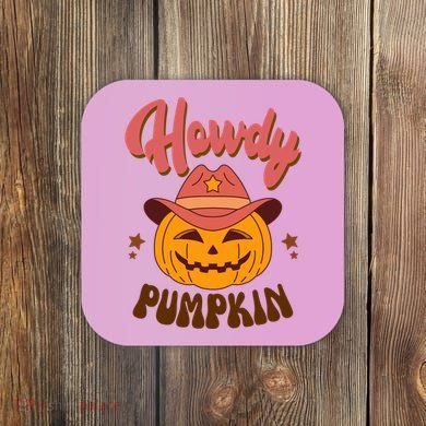 Howdy Pumpkin Retro Cute Halloween Coaster