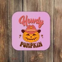 Howdy Pumpkin Retro Cute Halloween Coaster thumb 0
