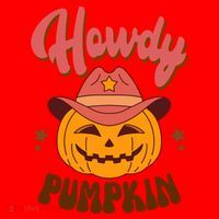 Howdy Pumpkin Retro Cute Halloween Santa Hat thumb 1