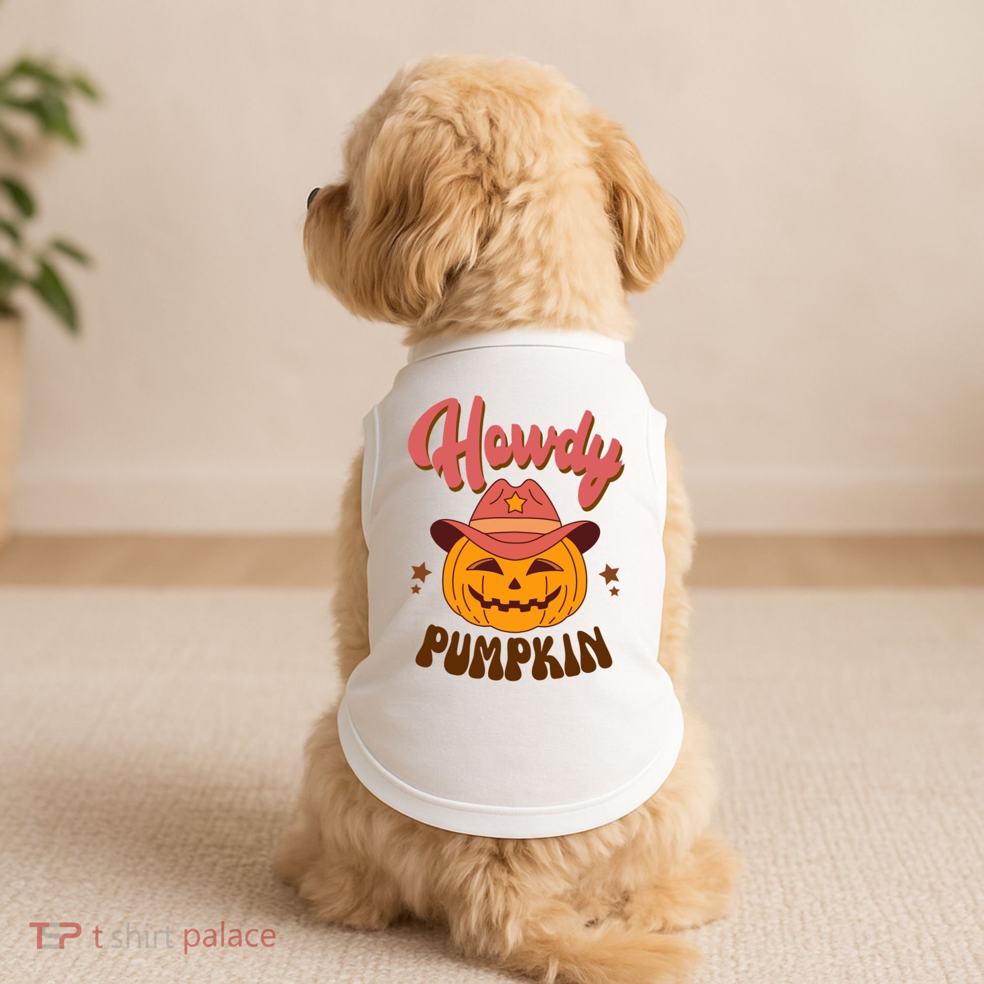 Howdy Pumpkin Retro Cute Halloween Doggie Tank