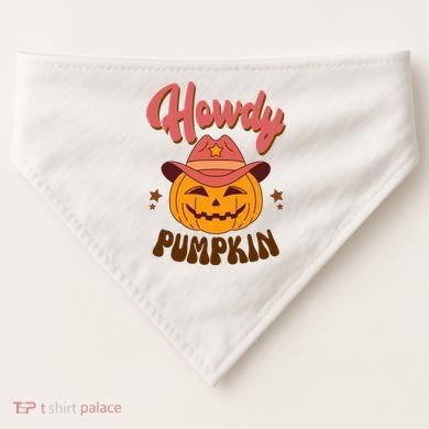 Howdy Pumpkin Retro Cute Halloween USA-Made Doggie Bandana