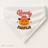 Howdy Pumpkin Retro Cute Halloween USA-Made Doggie Bandana thumb 0