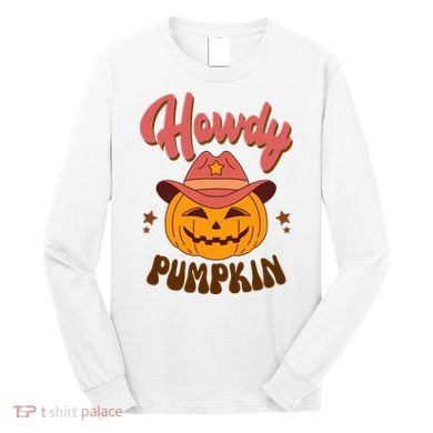Howdy Pumpkin Retro Cute Halloween Long Sleeve Shirt