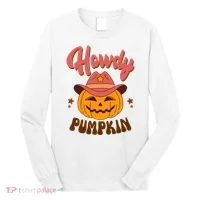 Howdy Pumpkin Retro Cute Halloween Long Sleeve Shirt thumb 0