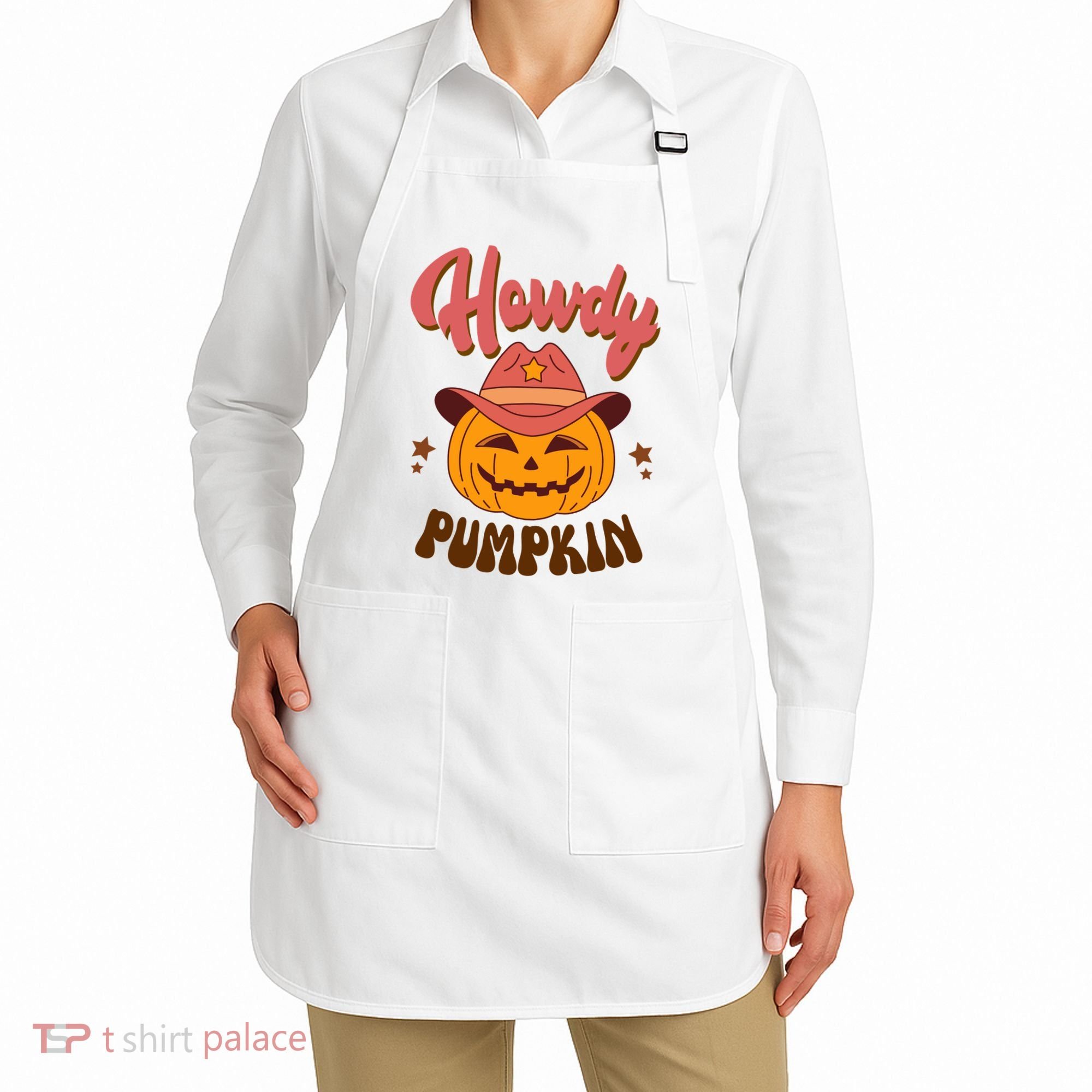 Howdy Pumpkin Retro Cute Halloween Apron