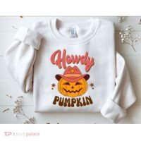 Howdy Pumpkin Retro Cute Halloween Sweatshirt thumb 2
