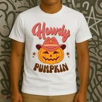 Howdy Pumpkin Retro Cute Halloween T-Shirt thumb 3