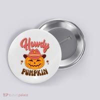 Howdy Pumpkin Retro Cute Halloween Button thumb 0