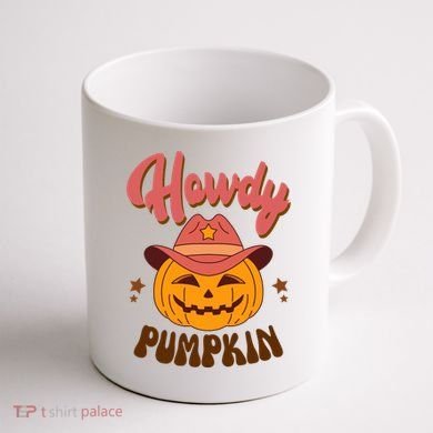 Howdy Pumpkin Retro Cute Halloween Coffee Mug back
