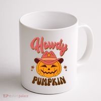 Howdy Pumpkin Retro Cute Halloween Coffee Mug thumb 1