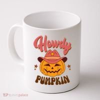 Howdy Pumpkin Retro Cute Halloween Coffee Mug thumb 0