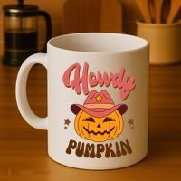 Howdy Pumpkin Retro Cute Halloween Coffee Mug thumb 4