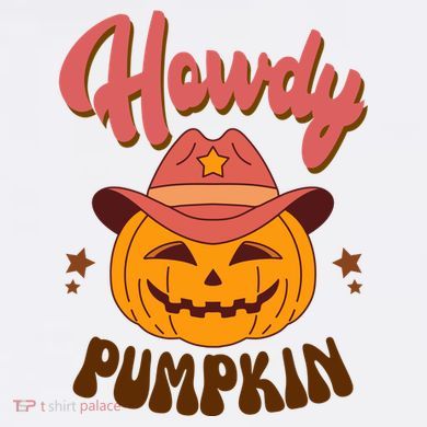 Howdy Pumpkin Retro Cute Halloween Urban Oversized Heavyweight T-Shirt