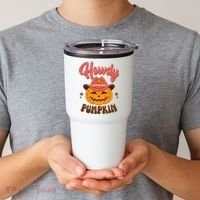 Howdy Pumpkin Retro Cute Halloween Tumbler thumb 2