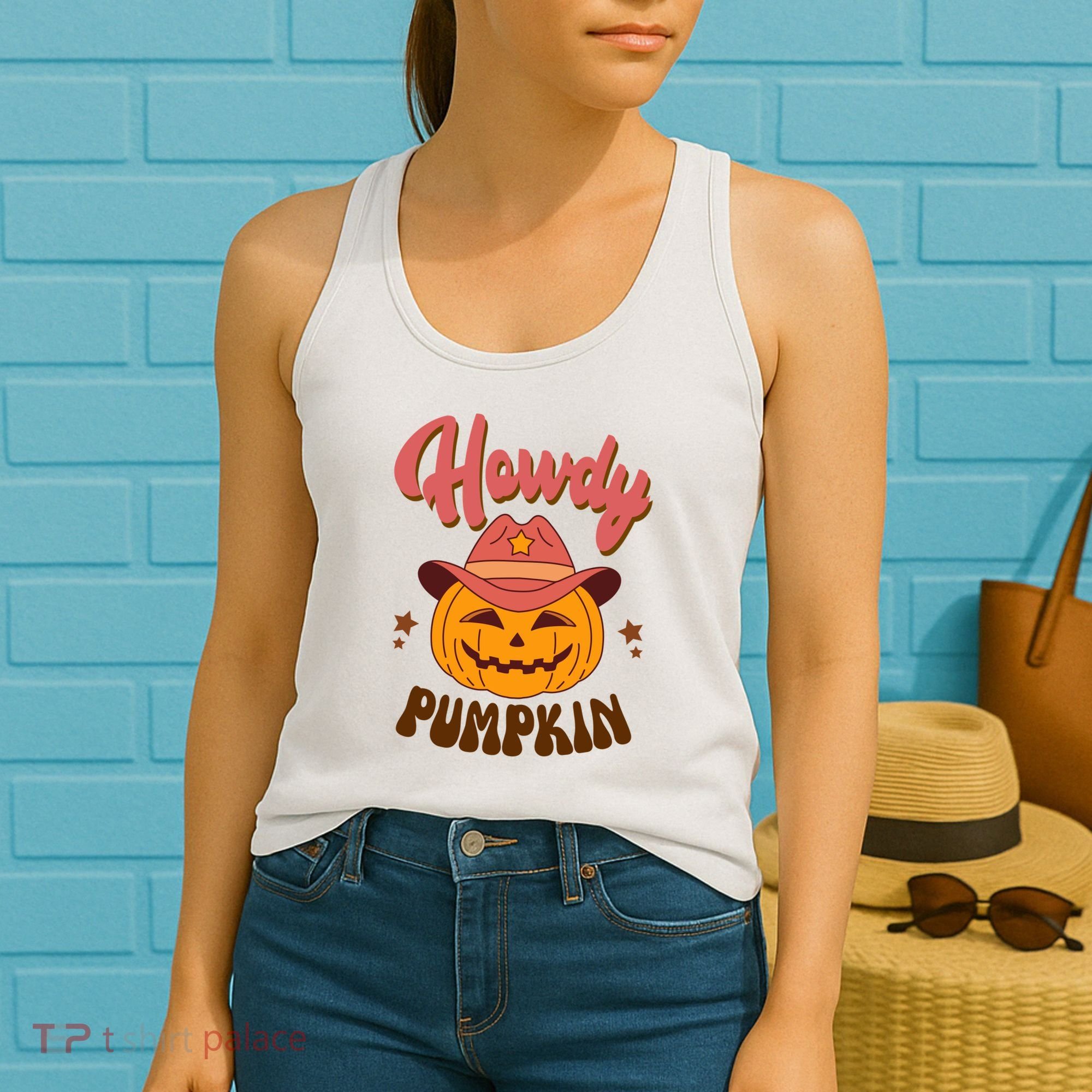 Howdy Pumpkin Retro Cute Halloween Women's Tank Top