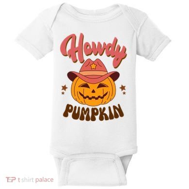 Howdy Pumpkin Retro Cute Halloween Baby Bodysuit