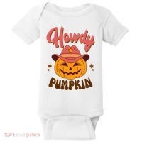 Howdy Pumpkin Retro Cute Halloween Baby Bodysuit thumb 0