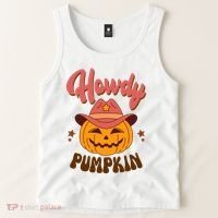 Howdy Pumpkin Retro Cute Halloween Tank Top thumb 2