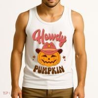 Howdy Pumpkin Retro Cute Halloween Tank Top thumb 3