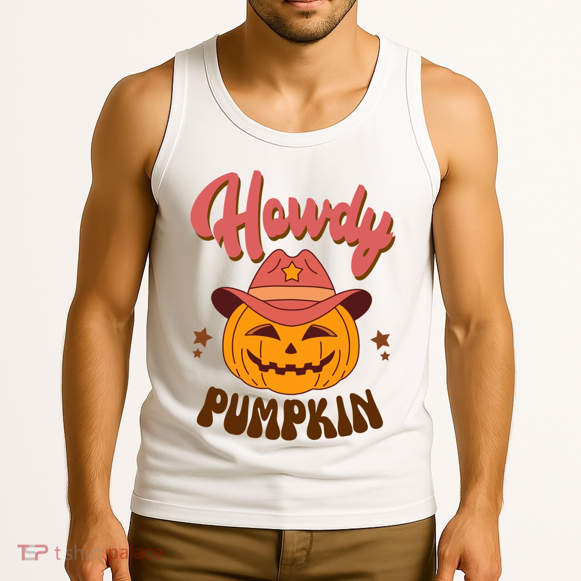 Howdy Pumpkin Retro Cute Halloween Tank Top