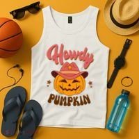 Howdy Pumpkin Retro Cute Halloween Tank Top thumb 4