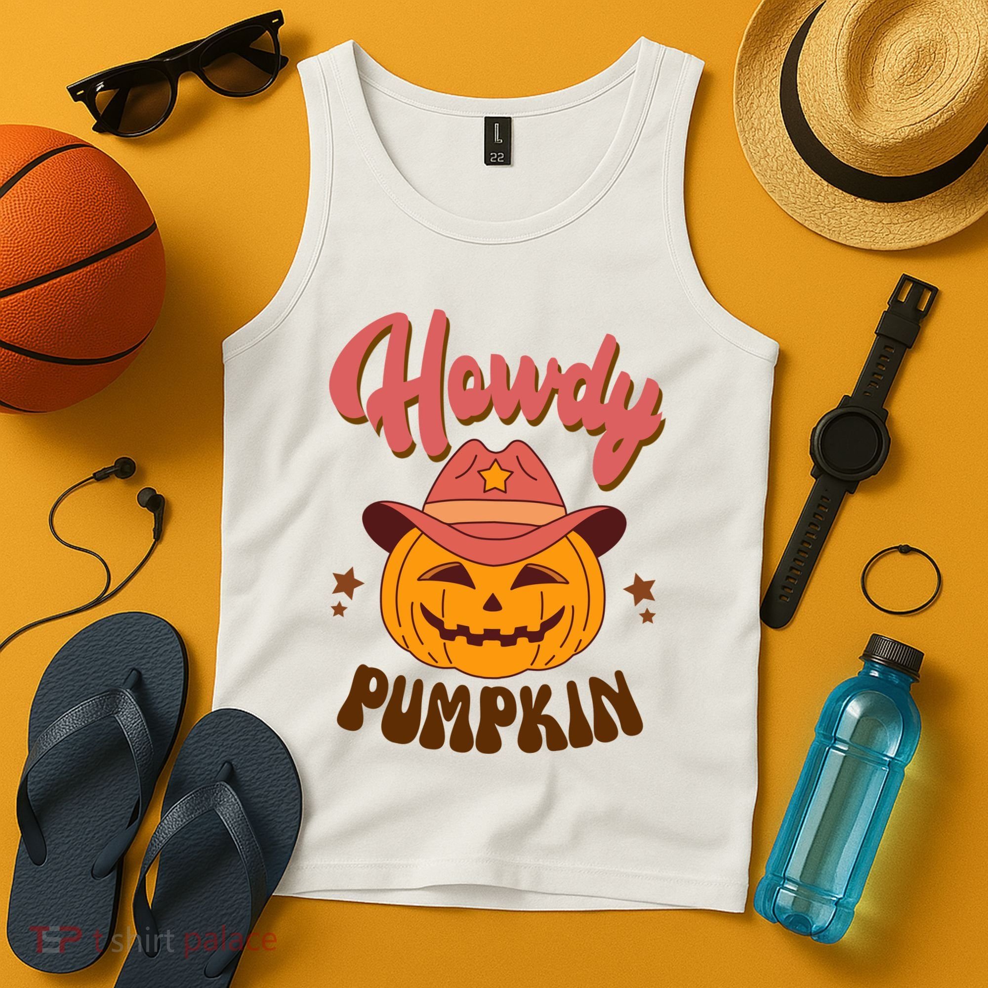 Howdy Pumpkin Retro Cute Halloween Tank Top