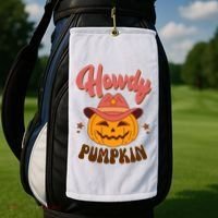 Howdy Pumpkin Retro Cute Halloween Golf Towel thumb 2