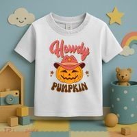 Howdy Pumpkin Retro Cute Halloween Toddler T-Shirt thumb 3