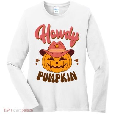 Howdy Pumpkin Retro Cute Halloween Women's Long Sleeve Shirt