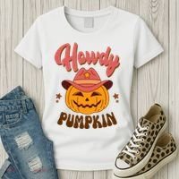 Howdy Pumpkin Retro Cute Halloween Women's T-Shirt thumb 3