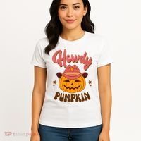 Howdy Pumpkin Retro Cute Halloween Women's T-Shirt thumb 4