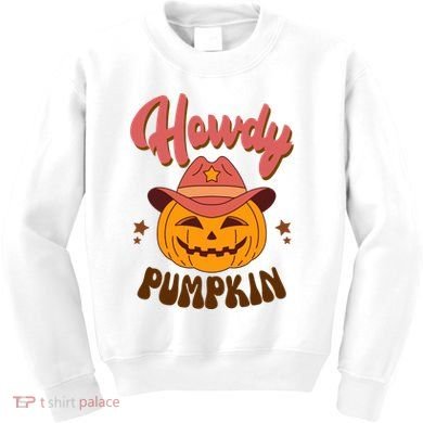 Howdy Pumpkin Retro Cute Halloween Kids Sweatshirt