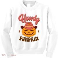 Howdy Pumpkin Retro Cute Halloween Kids Sweatshirt thumb 0