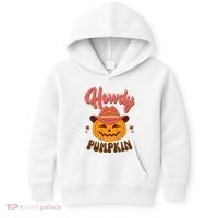 Howdy Pumpkin Retro Cute Halloween Kids Hoodie thumb 0