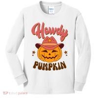 Howdy Pumpkin Retro Cute Halloween Kids Long Sleeve Shirt thumb 0