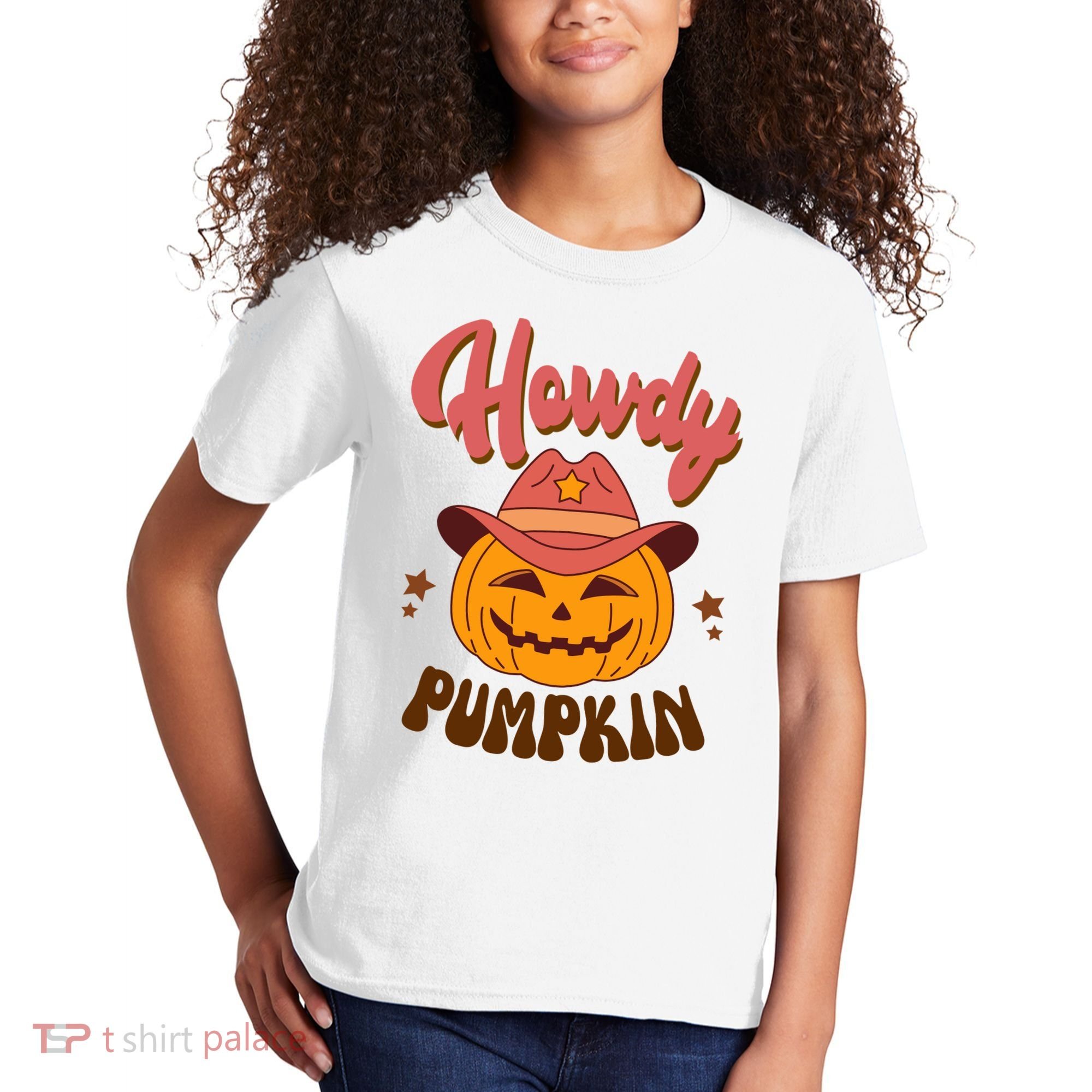 Howdy Pumpkin Retro Cute Halloween Kids T-Shirt