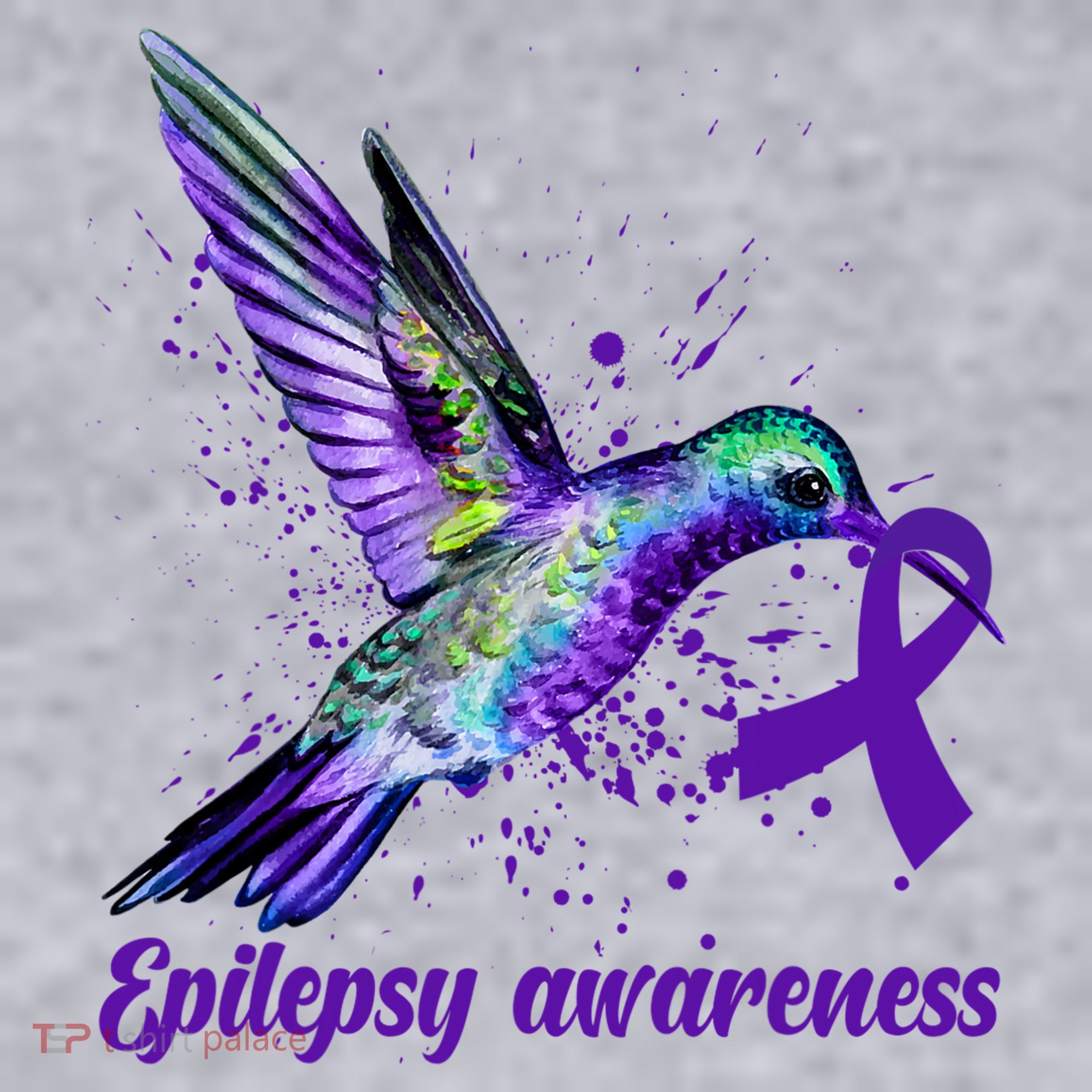 Hummingbird Purple Ribbon Epilepsy Awareness Month Warrior Women's Sweatshirt