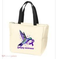 Hummingbird Purple Ribbon Epilepsy Awareness Month Warrior Tote Bag thumb 3