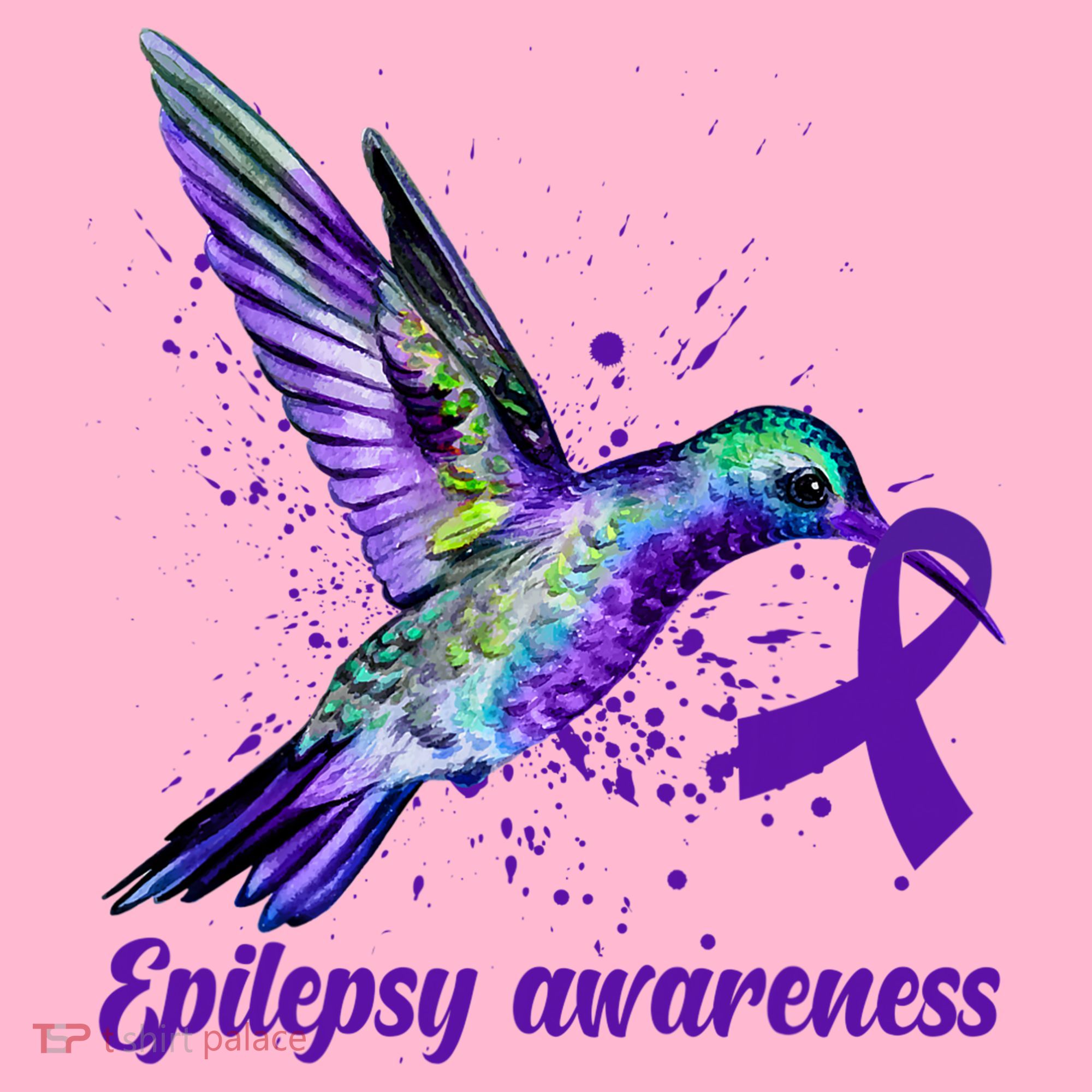 Hummingbird Purple Ribbon Epilepsy Awareness Month Warrior Coaster