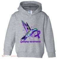Hummingbird Purple Ribbon Epilepsy Awareness Month Warrior Toddler Hoodie thumb 0