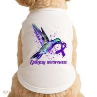 Hummingbird Purple Ribbon Epilepsy Awareness Month Warrior Doggie Tank thumb 0