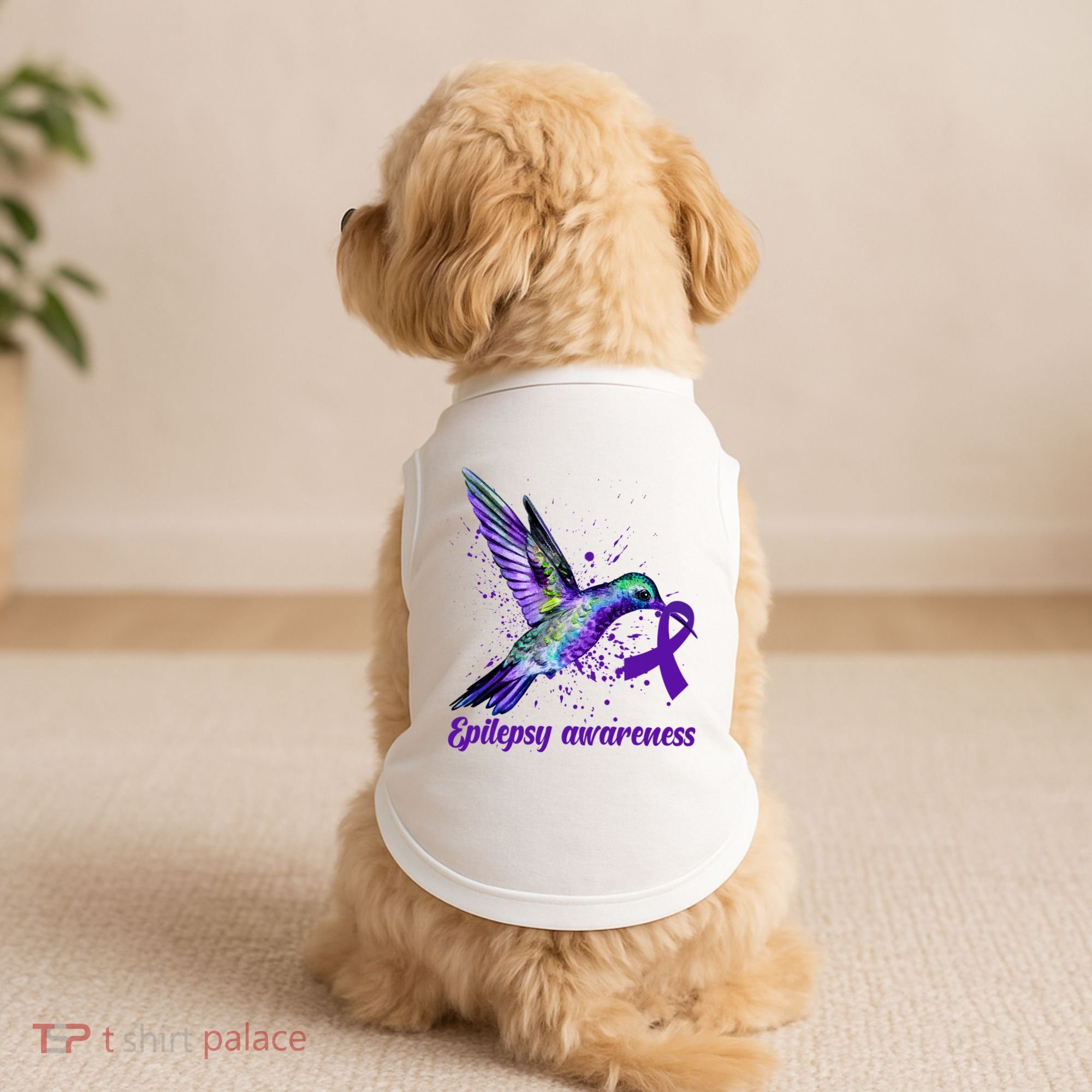 Hummingbird Purple Ribbon Epilepsy Awareness Month Warrior Doggie Tank